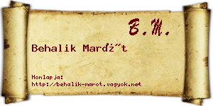 Behalik Marót névjegykártya
